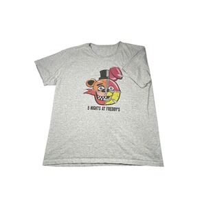 Five Nights at Freddys FNAF Graphic T-Shirt Gray Short Sleeve Crew Neck Mens L